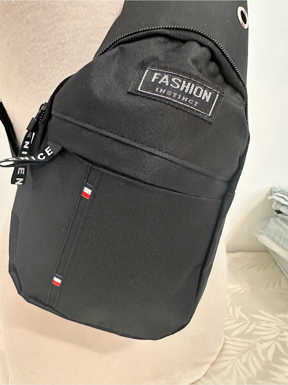 Fashion Label Black Sling Crossbody Bag for Men